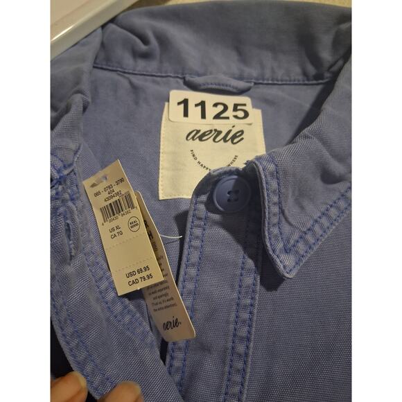 Aerie Womens size XL Canvas Button Up Lifestyle Academia Cropped Chore Jacket - Picture 7 of 8